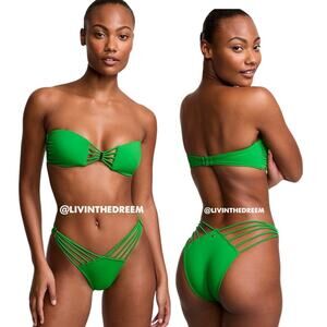VICTORIA'S SECRET SWIM Archives Bandeau Bikini Top XL & Strappy Bottoms M $120